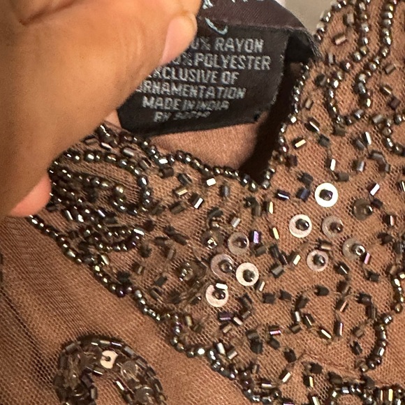 Camille La Vie beaded mesh cocktail Fariy midi dress size 6  whimsigoth - Picture 8 of 16